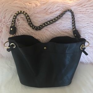 Black Vegan leather Tote Bag